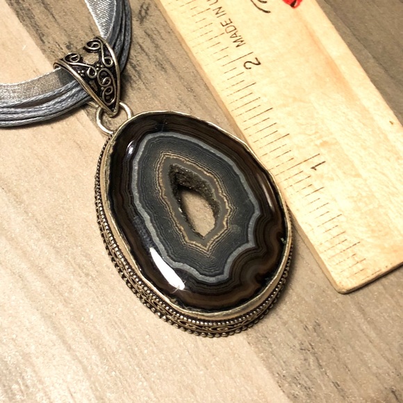 SOLD ! Sliced Botswana agate pendant - Picture 6 of 8